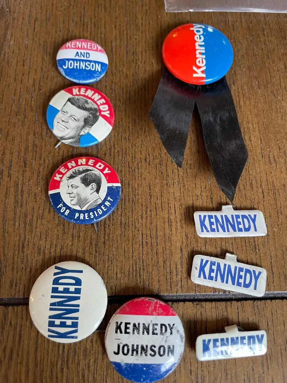Vintage Kennedy Political Campaign Pin Button Lot of 9 JFK Johnson Ribbon